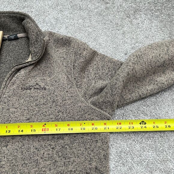 Eddie Bauer 1/4 Zip Fleece Jacket Sweater Mens Medium Brown Outdoor Hiking Trek - Picture 8 of 12